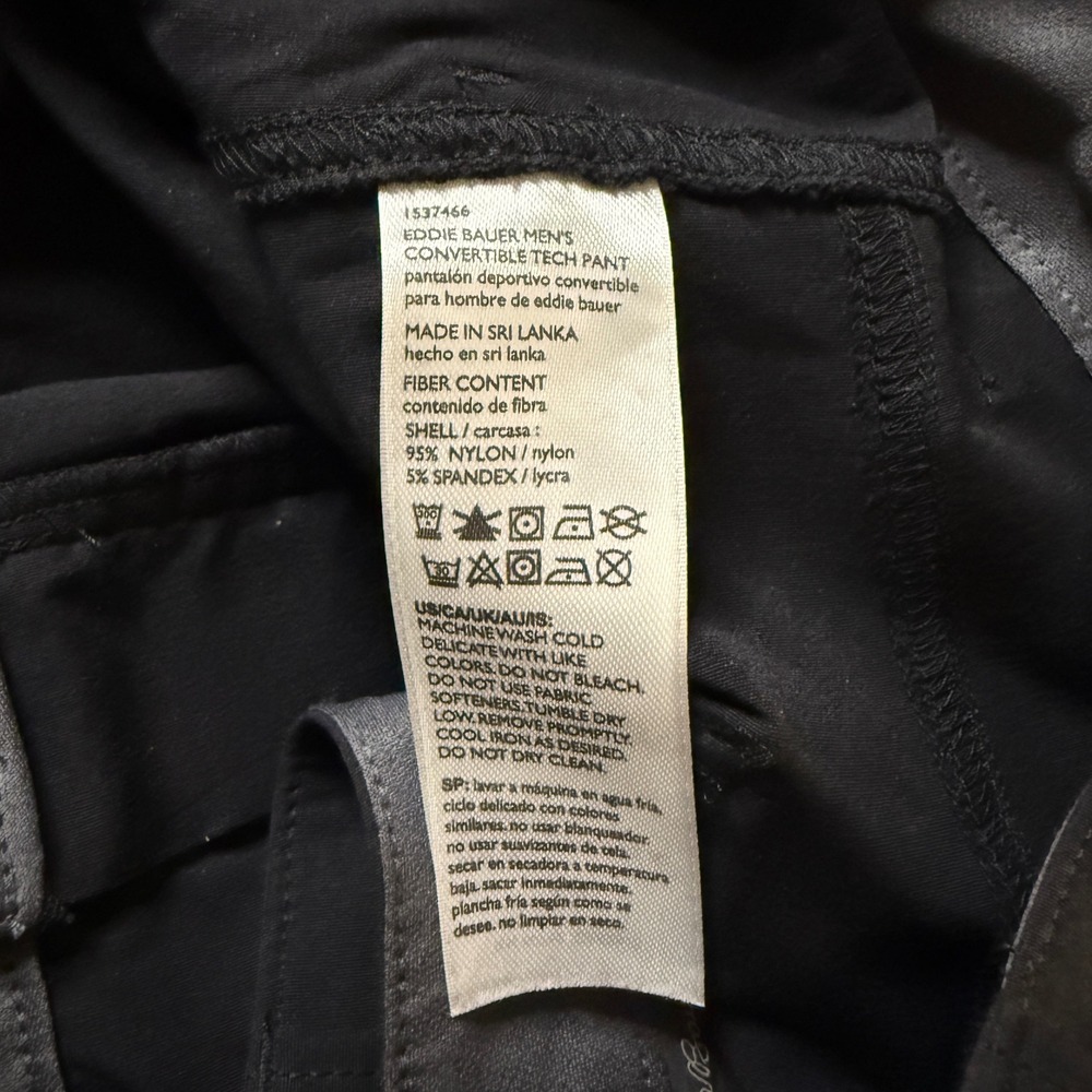 Eddie Bauer‎ Mens Convertible Tech Pants 40x32 Black Hiking Outdoor - Picture 4 of 7